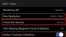 iOS 360 video settings